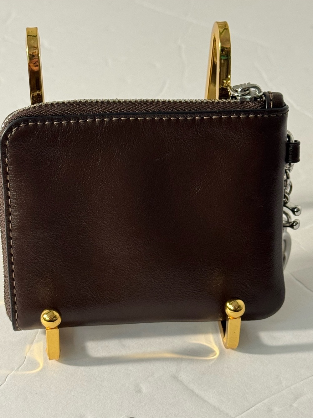 NWT Coach Small Corner Zip Wallet CFA27 Maple Brown Silver Charm - Picture 6 of 12